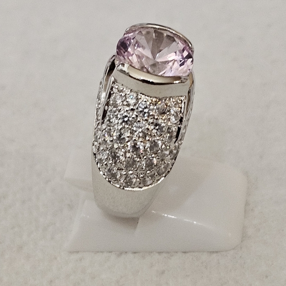 Victoria Wieck Pink Sapphire & Diamond Simulant Sterling Silver Ring Sz 6. - Picture 5 of 11